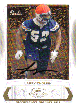 Autographed Football Cards Larry English Autographed Rookie Football Card