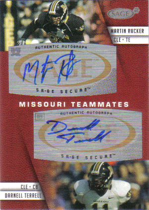 Autographed Football Cards Martin Rucker & Darnell Terrell Autographed Card