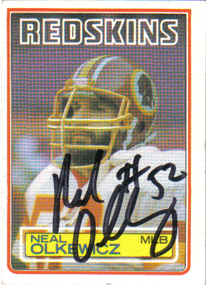 Autographed Football Cards Neal Olkewicz Autographed Rookie Football Card