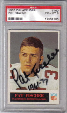 Autographed Football Cards Pat Fischer 1965 Philadelphia Signed Football Card