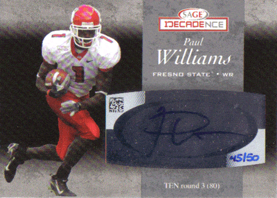 Autographed Football Cards Paul Williams Autographed Football Card