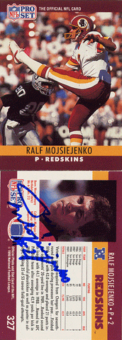 Autographed Football Cards Ralf Mojsiejenko Autographed Football Card
