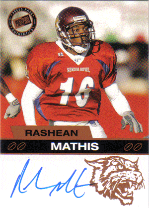 Autographed Football Cards Rashean Mathis Autographed Rookie Football Card
