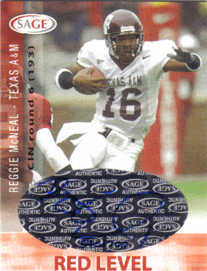 Autographed Football Cards Reggie McNeal Autographed Sage Red Level Card
