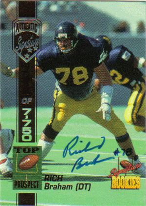 Autographed Football Cards Rich Braham Autographed Football Card