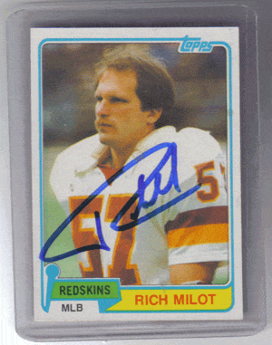 Autographed Football Cards Rich Milot Autographed Football Card