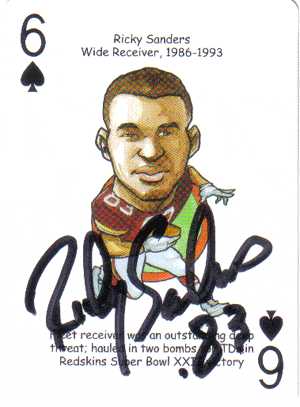 Autographed Football Cards Ricky Sanders Autographed Playing Card