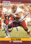 Autographed Football Cards Russ Grimm Autographed Football Card