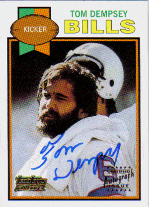 Autographed Football Cards Tom Dempsey Autographed 2001 Topps Legend Card.