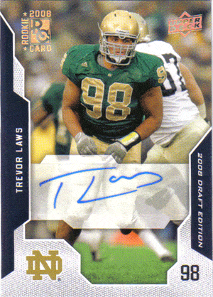 Autographed Football Cards Trevor Laws Autographed Rookie Football Card