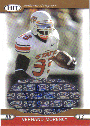 Autographed Football Cards Vernand Morency Autographed Football Card