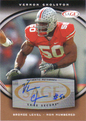 Autographed Football Cards Vernon Gholston Autographed 2008 Football Card