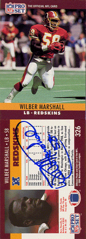 Autographed Football Cards Wilbur Marshall Autographed Football Card.
