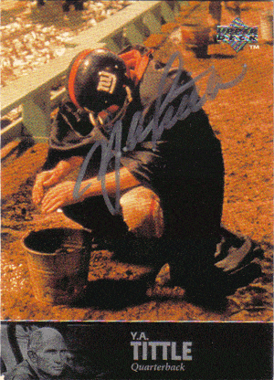 Autographed Football Cards Y.A. Tittle Autographed Football Card