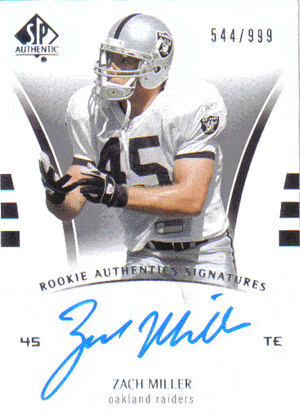 Autographed Football Cards Zach Miller Autographed Football Card