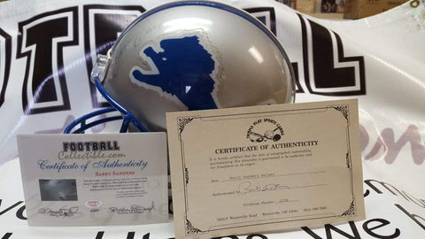 Autographed Full Size Helmets Barry Sanders Autographed Detroit Lions Proline Helmet