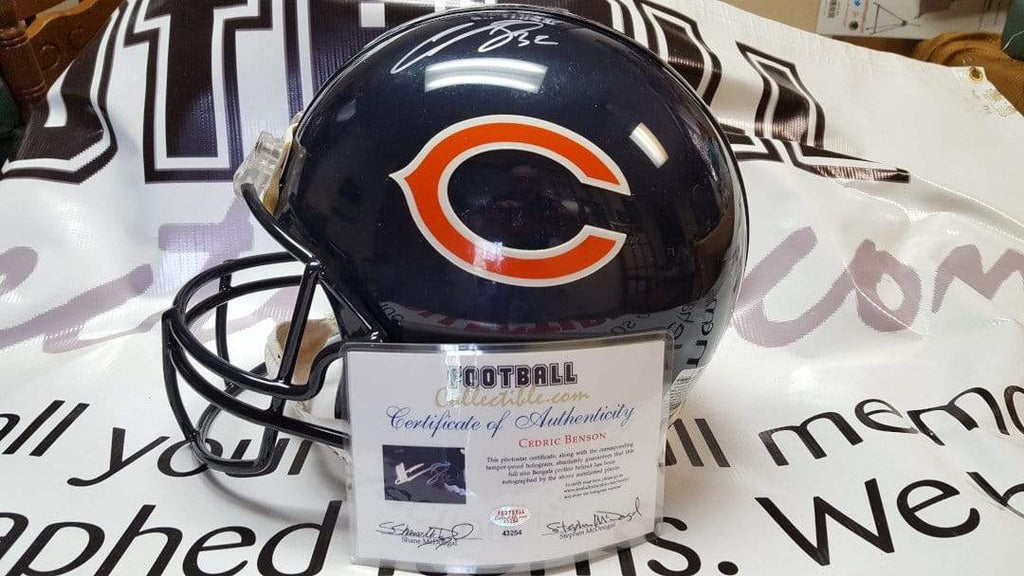 cedric benson motorcycle helmet Cedric Benson Bears Autographed Proline Helmet – FootballCollectible.com