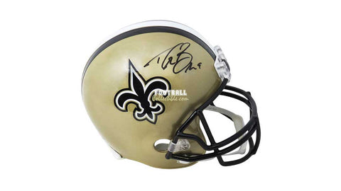 Saints Drew Brees cleats & autographed helmet.  Football helmets, New  orleans saints, New orleans