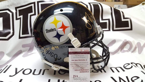 Autographed Full Size Helmets James Farrior & Lawrence Timmons Signed Steelers Helmet
