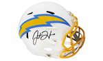 Autographed Full Size Helmets Justin Herbert Autographed White Los Angeles Chargers Helmet