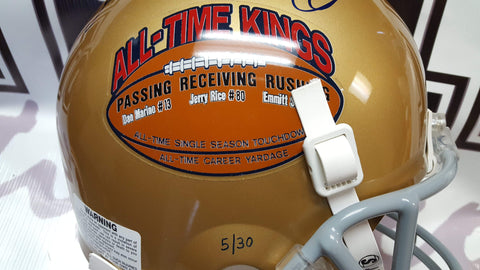 emmitt smith game used helmet Kings of NFL Helmet Autographed by, Dan Marino, Jerry Rice, Emmitt Smi – FootballCollectible.com