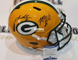 Autographed Full Size Helmets Marquez Valdes-Scantling and Geronimo Allison Dual Autographed Green Bay Packers Helmet