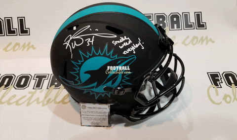 Autographed Full Size Helmets Ricky Williams Autographed Eclipse Miami Dolphins Helmet with Smoke Weed Everyday Inscription