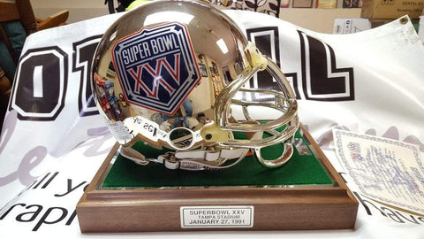 Autographed Full Size Helmets Super Bowl XXV Solid Chrome Full Size Proline Helmet