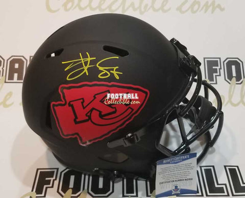 Autographed Full Size Helmets Travis Kelce Autographed Kansas City Chiefs Eclipse Helmet