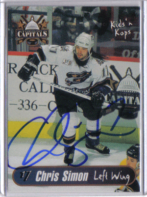 Autographed Hockey Cards Chris Simon Autographed Hockey Card