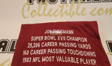 Autographed Jerseys Joe Theismann Autographed Washington Redskins Stats Jersey