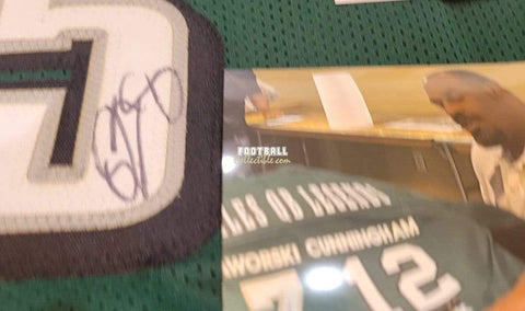 Jaworski Cunningham Autographed Signed Eagles Qb Legends Vick Mcnabb Custom  Jersey JSA