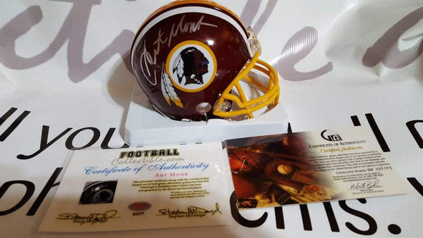 Art Monk Autographed Full Size Washington Redskins Throwback 2-Bar Hel –