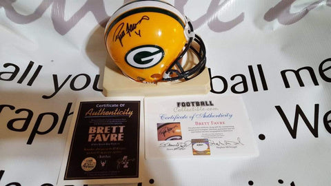 Autographed Mini Helmets Brett Favre Autographed Green Bay Packers Mini Helmet