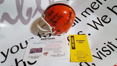 Autographed Mini Helmets Cleveland Browns Team Signed Mini Helmet With 4 Hall of Famers!
