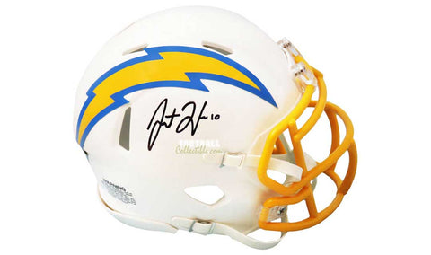 Autographed Mini Helmets Justin Herbert Autographed White Los Angeles Chargers Mini Helmet