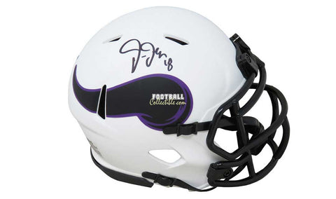 Autographed Mini Helmets Justin Jefferson Autographed Minnesota Vikings Lunar Eclipse Mini Helmet
