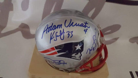 Autographed Mini Helmets New England Patriots Mini Helmet, Multi-Signed by: Adam Vinatieri, Deion Branch, Dan Klecko, Tyrone Poole & Kevin Faulk
