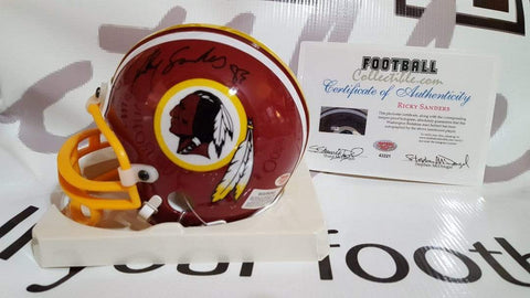 Autographed Mini Helmets Ricky Sanders Autographed Washington Redskins Mini Helmet
