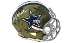 Autographed Mini Helmets Roger Staubach Autographed Dallas Cowboys Camo Mini Helmet