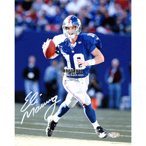 Autographed Photographs Eli Manning Autographed Roll Out Action 8x10 Photograph