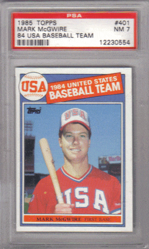 psa graded rookie cards Mark McGwire Team USA 1985 Topps RC #401 SGC 86 Card -