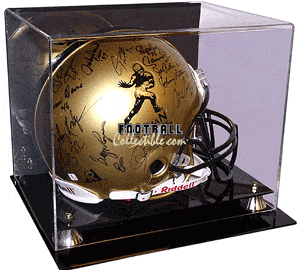 Display Cases Deluxe Full Size Helmet Case with Gold Risers