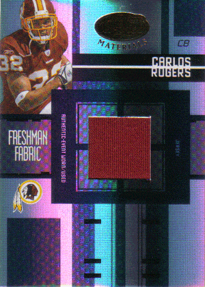 Football Cards, Jersey Carlos Rogers Game Used Jersey Football Card