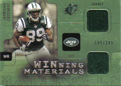 Jerricho Cotchery Game Used Jersey Football Card FootballCollectible