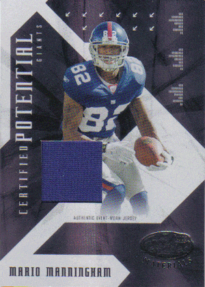 Football Cards, Jersey Mario Manningham Rookie Game-Used Jersey Card