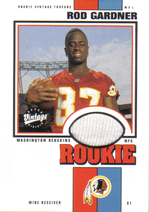 Football Cards, Jersey Rod Gardner Game-Used Jersey Football Card