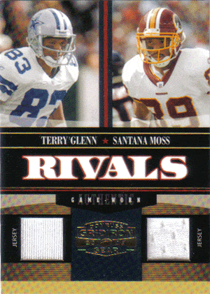 Football Cards, Jersey Terry Glenn & Santana Moss Jersey Football Card