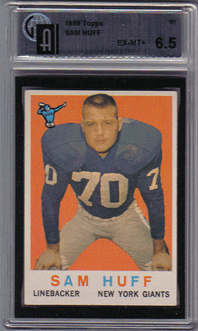 Football Cards, pre-1960 Sam Huff 1959 Topps Rookie Card