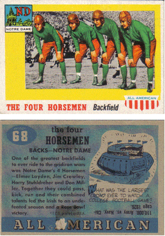Football Cards, pre-1960 The Four Horsemen 1955 Topps All-American Card